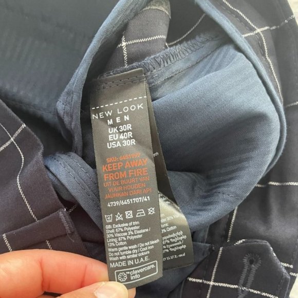 New Look Navy Check Skinny Cropped Trousers - Picture 8 of 9